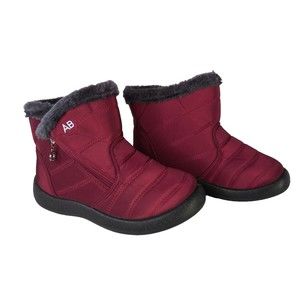 AB Snow Bootie Fur Lined Warm for Women Red Gray Size 8.5 / 39 Side Zipper NEW
